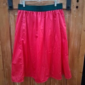 Womens Tory Burch Sport Size XL Pink Midi A Line Skirt Green Elastic Pockets